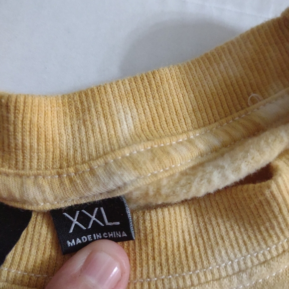 Size XXL yellow tye-dye Star Wars Baby Yoda sweater. Gently Used. - Picture 5 of 7